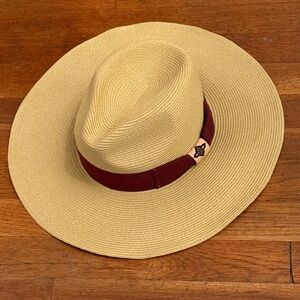 Coolibar Ladies Large Brim Fedora. UPF 50 Sun Protection. Natural Straw OS